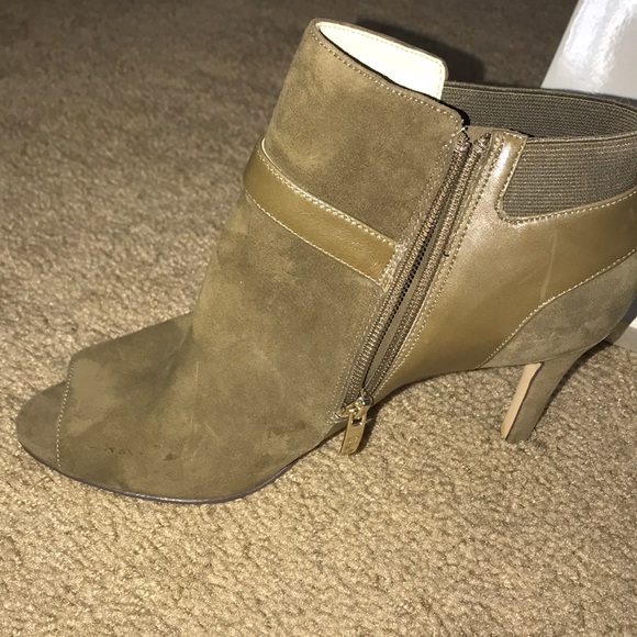 Marc Fisher Leather and Suede Peep Ankle Bootie - Picture 3 of 4